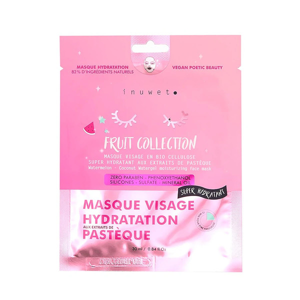  Inuwet - Maschera Viso Vegana Biocellulosa - Collezione Frutta - Anguria Maschera Idratante 30 Ml Unisex 