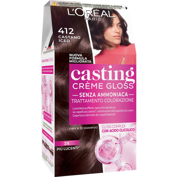  L'oréal Paris - Casting Creme Gloss, Tinta Capelli Semi-permanente Senza Ammoniaca - 412 Castano Iced Riflessante 1 Pieces Unisex 