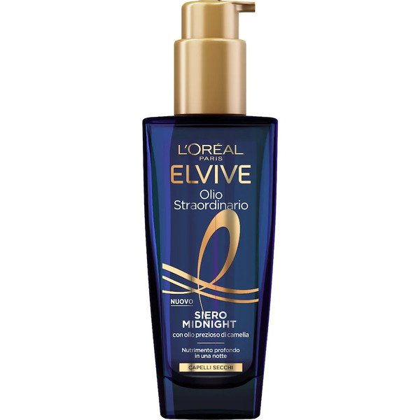  L'oréal Paris - Elvive Olio Straordinario Siero Midnight Con Olio Prezioso Di Camelia, Per Donare Ai Capelli Secchi Un Nutrimento Profondo In Una Notte Olio E Siero 100 Ml Female 