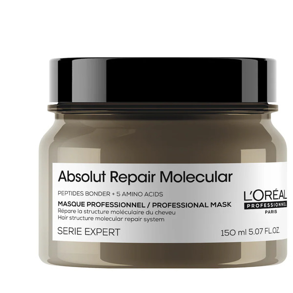  L’oréal Professionnel - Absolut Repair Molecular Maschera Ristrutturante Per Tutti I Tipi Di Capelli Danneggiati, Aiuta A Riparare I Danni E Ripristina La Forza, Senza Solfati Maschere 150 Ml Unisex 