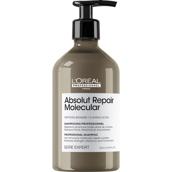  L’oréal Professionnel - Absolut Repair Molecular Shampoo Ristrutturante, Per Tutti I Tipi Di Capelli Danneggiati, Aiuta A Riparare I Danni E Ripristina La Forza, Senza Solfati 500 Ml Unisex 