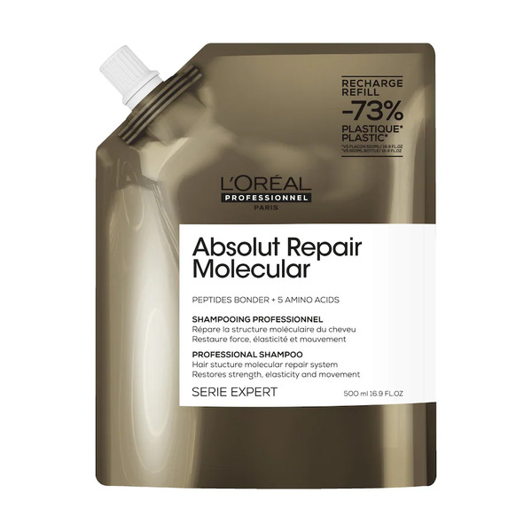  L’oréal Professionnel - Absolut Repair Molecular Shampoo Ristrutturante, Per Tutti I Tipi Di Capelli Danneggiati, Aiuta A Riparare I Danni E Ripristina La Forza, Senza Solfati 500 Ml Unisex 