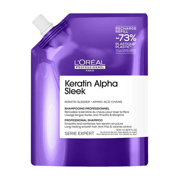  L’oréal Professionnel - Keratin Alpha Sleek Shampoo Professionale Senza Solfati, Anticrespo E Disciplinante, Idrata I Capelli, Dona Morbidezza E Luminosità 500 Ml Unisex 
