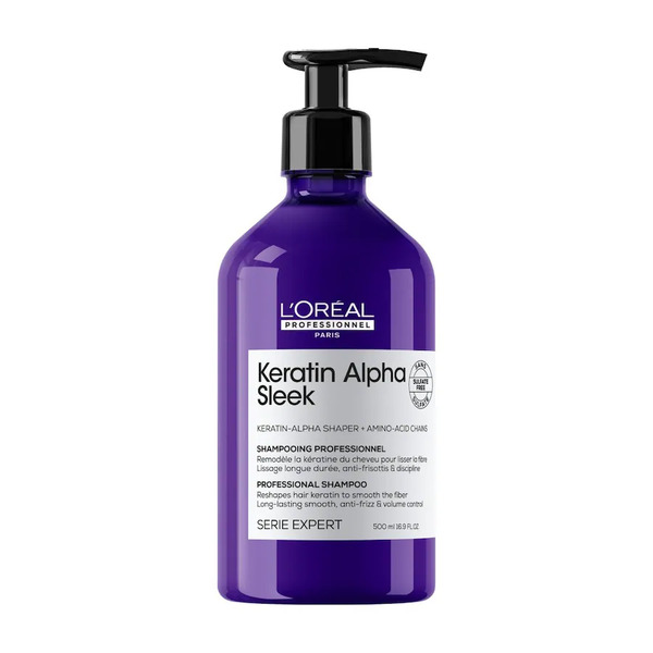  L’oréal Professionnel - Keratin Alpha Sleek Shampoo Professionale Senza Solfati, Anticrespo E Disciplinante, Idrata I Capelli, Dona Morbidezza E Luminosità 500 Ml Unisex 