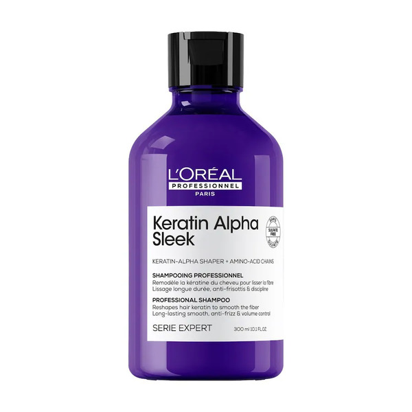  L’oréal Professionnel - Keratin Alpha Sleek Shampoo Professionale Senza Solfati, Anticrespo E Disciplinante, Idrata I Capelli, Dona Morbidezza E Luminosità 300 Ml Unisex 