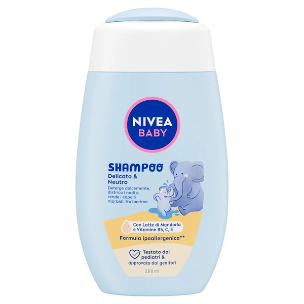  Nivea - Baby Shampoo Delicato & Neutro, Detergente Neonato Bambini Per Corpo E Capelli Shampoo Neonato 200 Ml Unisex 