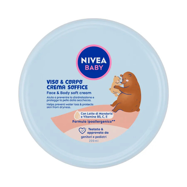  Nivea - Baby Viso & Corpo Crema Soffice, Crema Bambini Corpo E Viso Idratante E Nutriente Crema E Olio Neonato 200 Ml Unisex 