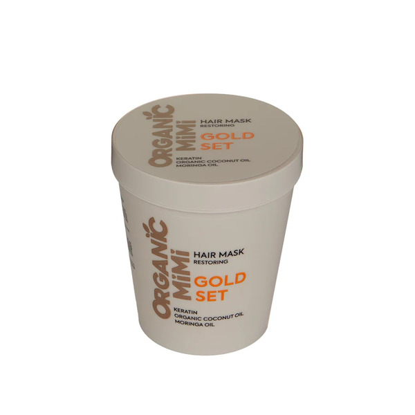  Organic Mimi - Maschera Capelli Ristrutturante Gold Set Olio Di Cocco, Olio Di Moringa, Cheratina, Pantenolo Maschere 200 Ml Unisex 