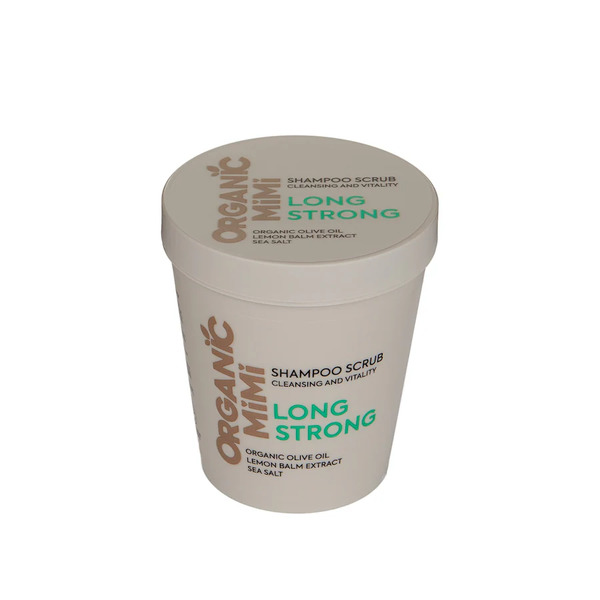  Organic Mimi - Shampoo Scrub Pulizia E Vitalità Long Strong Olio Di Oliva, Succo Di Aloe Vera, Estratto Di Melissa Trattamenti E Maschere Per Cuoio Capelluto 310 G Unisex 