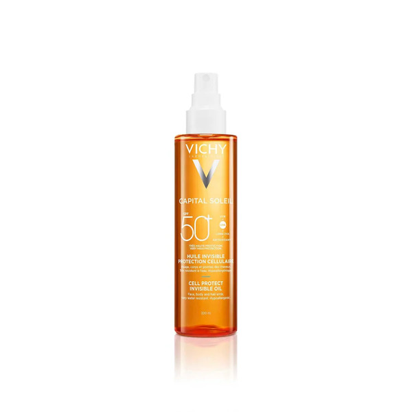  Vichy - Capital Soleil Cell Protect Olio Invisibile Viso, Corpo E Capelli Protezione Elevata Spf50+ Crema Solare 200 Ml Unisex 