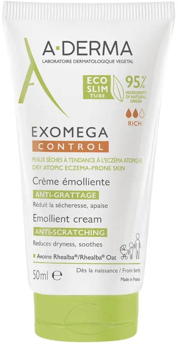 A-derma Exomega Control Crema Emolliente Sterile Anti-grattage Per Pelle Secca E A Tendenza Atopica 50 Ml 