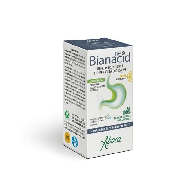  Aboca Neobianacid Reflusso Acidità Difficoltà Digestive Gusto Limone, 14 Compresse 