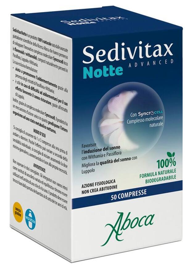  Sedivitax Notte Advanced 50 Compresse Integratore Per Promuovere L'addormentamento E Qualità Del Sonno 