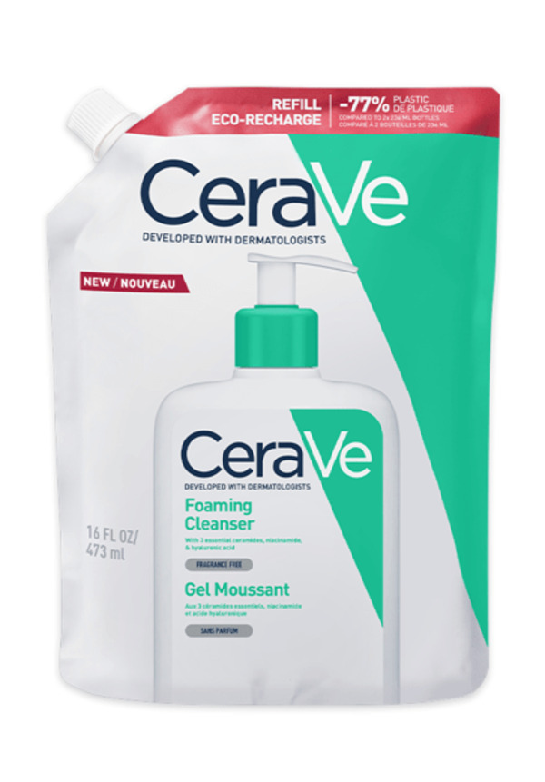  Cerave Schiuma Detergente Viso E Corpo 473 Ml Refill Per Pelle Normale E Grassa Con Ceramidi E Niacinamide 