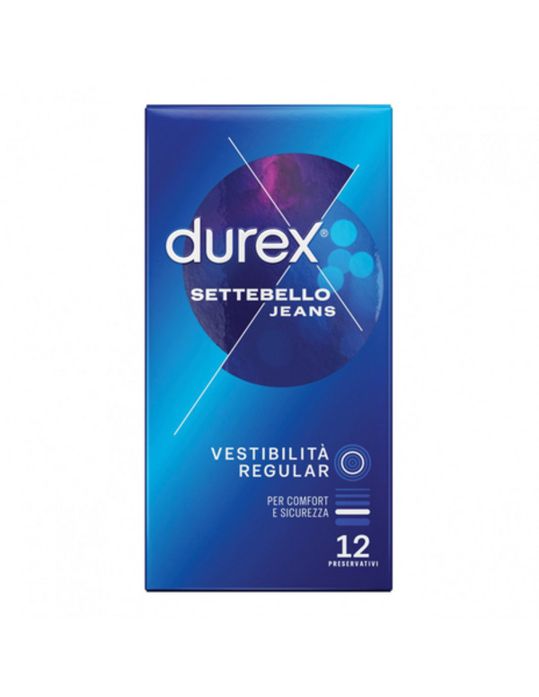  Durex Settebello Jeans Preservativi Forma Easy-on Regular 12 Pezzi 