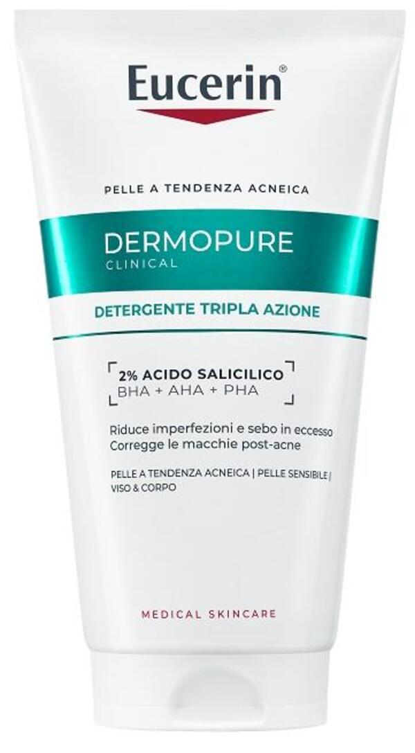  Eucerin Dermopure Clinical Detergente Viso Tripla Azione Acido Salicilico Pelle Grassa 150 Ml 
