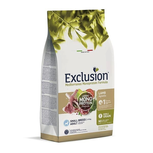  Exclusion Mediterraneo Monoprotein Noble Grain Crocchette Con Agnello Per Cani Adulti Taglia Piccola Sacco 2 Kg 