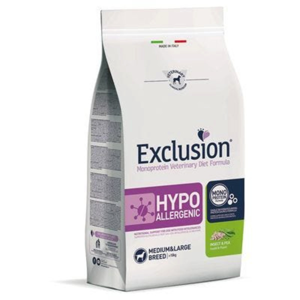  Exclusion Monoprotein Veterinary Diet Formula Hypoallergenic Crocchette Insetti/piselli Per Cani Taglia Media/grande Sacco 2kg 