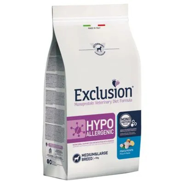  Exclusion Monoprotein Veterinary Diet Formula Hypoallergenic Crocchette Pesce/patate Per Cani Taglia Media/grande Sacco 2kg 