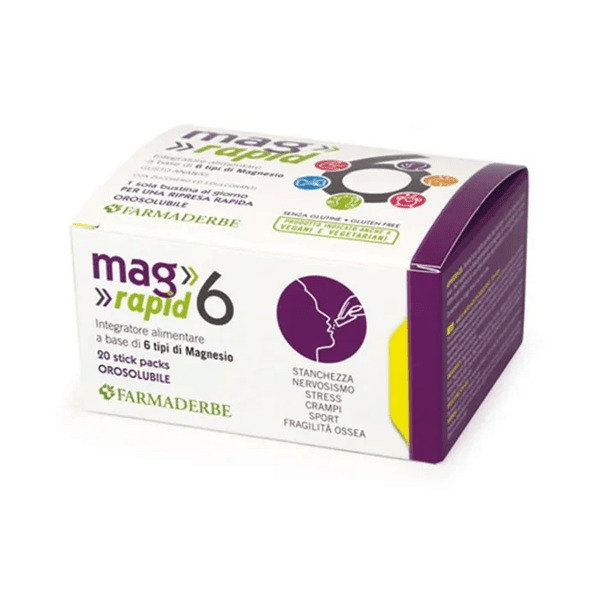  Farmaderbe Mag 6 Rapid Integratore Alimentare Al Magnesio - 20 Bustine 