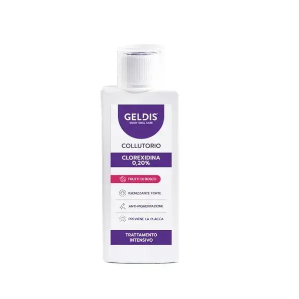  Geldis Clorexidina 0,20% Frutti Di Bosco 200 Ml Collutorio Azione D'urto Antibatterica E Anti-macchia 
