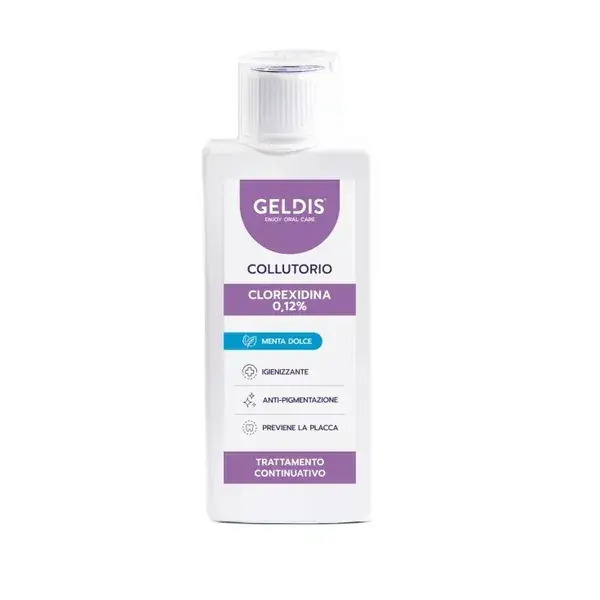  Geldis Clorexidina 0,12% 200 Ml Menta Collutorio Trattamento Antiplacca Per Gengive Sanguinanti E Afte 