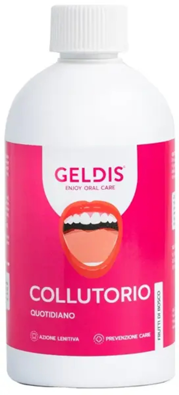  Geldis Collutorio Protettivo E Lenitivo Gusto Frutti Di Bosco 500 Ml Trattamento Quotidiano Anti-carie Con Fluoro E Aloe Vera 