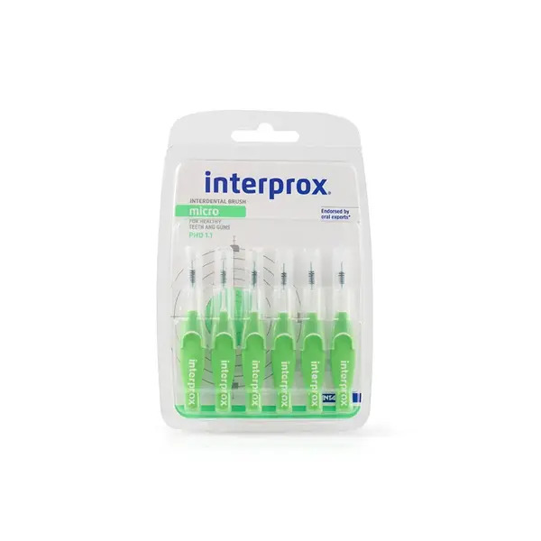  Interprox Micro Scovolino Cilindrico Dritto 1.1 Mm 6 Scovolini Verdi 