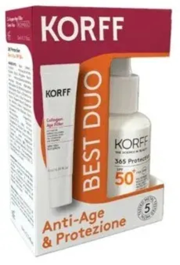  Korff Best Duo Cofanetto Anti-age & Protezione 365 Con Siero Viso Spf50+ + Siero Anti-età Collagen Age Filler 