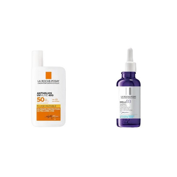  La Roche-posay Mela B3 Siero Anti-macchie 30 Ml + Anthelios Uvmune 400 Fluido Invisibile Spf50+ 50 Ml Trattamento Viso & Protezione Solare 