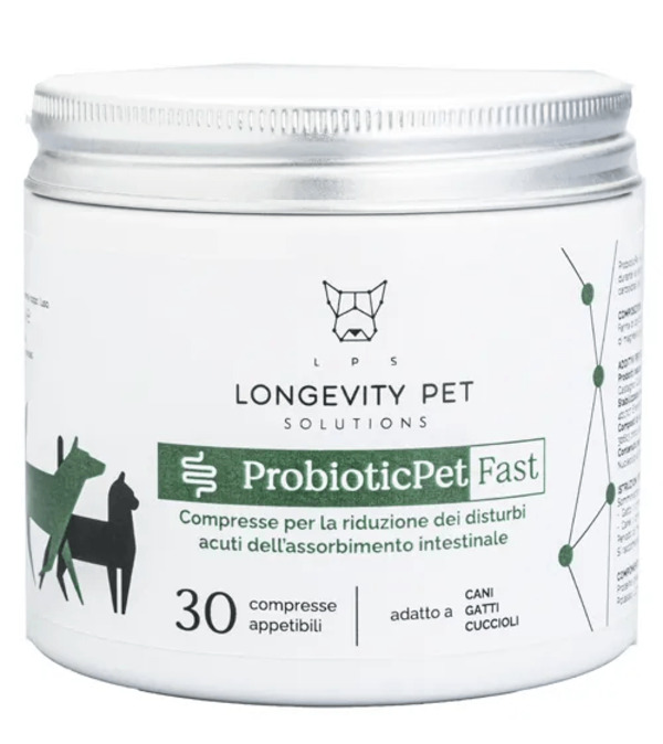  Longevity Pet Probioticpet Fast 30 Compresse Integratore Per Disturbi Acuti Intestinali Per Cani E Gatti 