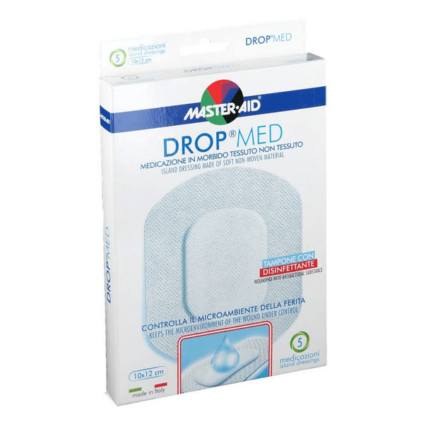  Master-aid Drop Med Medicazione Traspirante In Tessuto Non Tessuto Con Clorexidina 10 X 12 Cm 5 Pezzi 