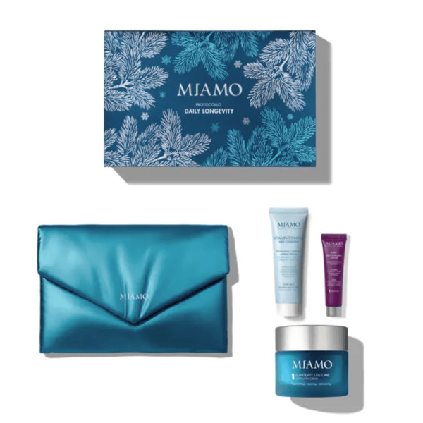 Miamo Cofanetto Daily Longevity Cell Care Cream Crema Viso Setificante 50 Ml, In Omaggio Vitamin Complex Latte Detergente 50ml + Anti-glycoxidant Maschera Viso 10ml + Pochette Blu 