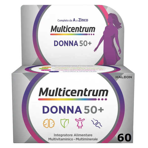  Multicentrum Donna 50+ Integratore Alimentare Multivitaminico Multiminerale Calcio Ferro Acido Folico  60 Compresse 