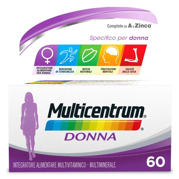  Multicentrum Donna Integratore Alimentare Multivitaminico Vitamina D Calcio Ferro Acido Folico 60 Compresse 
