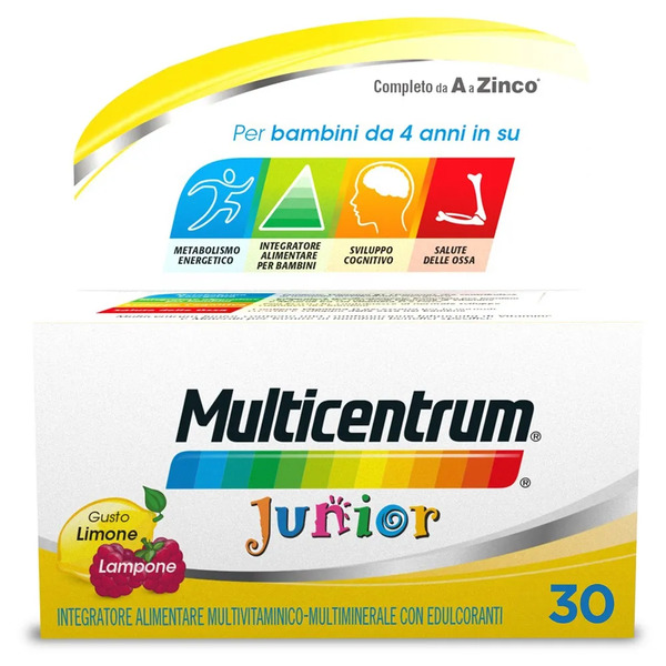  Multicentrum Junior Integratore Alimentare Vitamine Bambini 4+ Vitamina D3 Vitamina C Ferro 30 Compresse 