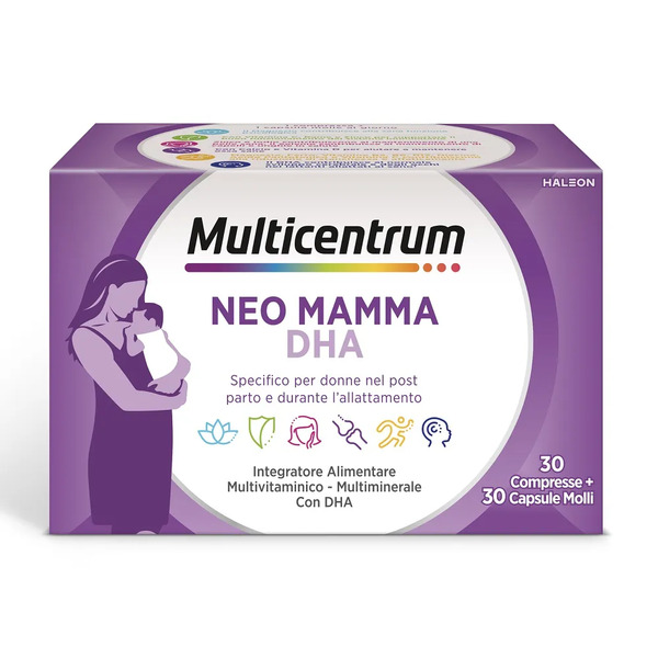  Multicentrum Neo Mamma Dha Integratore Multivitaminico Vitamina B C D3 Acido Folico 30 Compresse + 30 Capsule Molli 