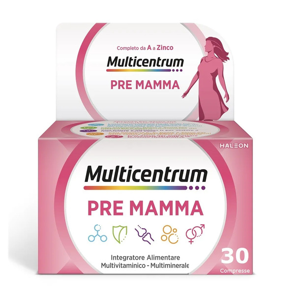  Multicentrum Pre-mamma Integratore Alimentare Multivitaminico Acido Folico Calcio Vitamina D E 30 Compresse 