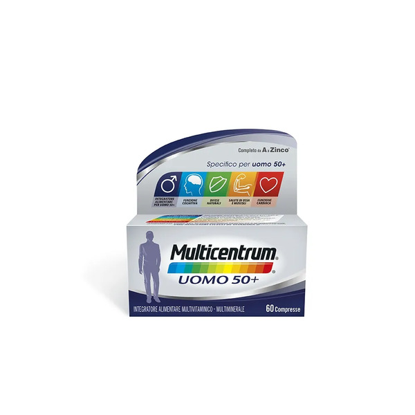  Multicentrum Uomo 50+ Integratore Alimentare Multivitaminico Vitamina D3 C B Zinco Magnesio 60 Compresse 