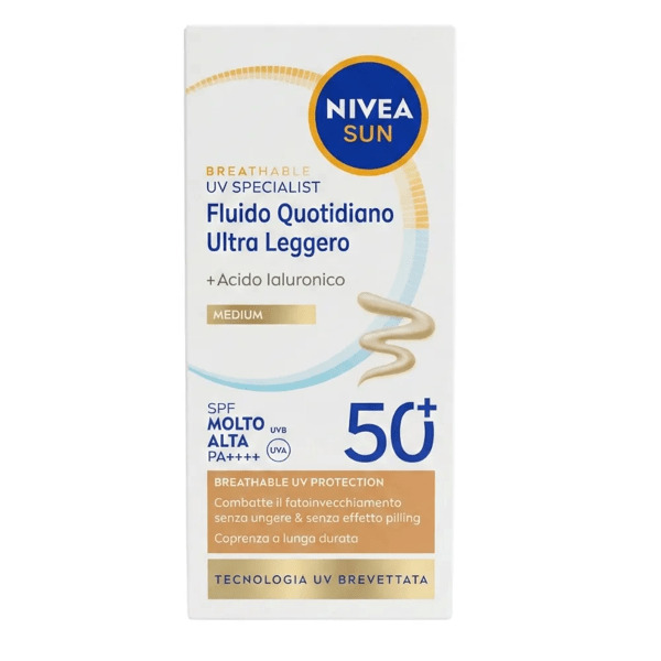  Nivea Sun Breath Uv Specific Colore Medium Spf50+ 40 Ml Fluido Viso Per Contrastare Il Fotoinvecchiamento 
