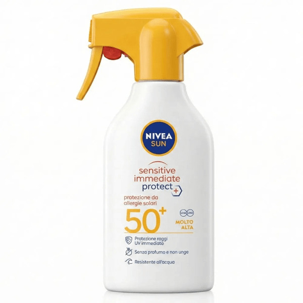  Nivea Sun Sensitive Immediate Protect Spf50+ 250 Ml Spray Latte Solare Protezione Immediata Per Le Allergie Solari 