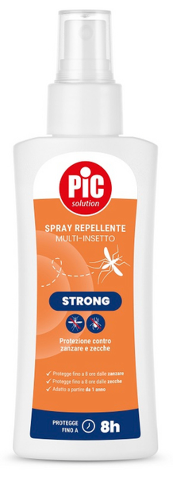  Pic Solution Spray Repellente Multi-insetto Strong 100 Ml Protezione Da Zanzare E Zecche Fino A 8 Ore 