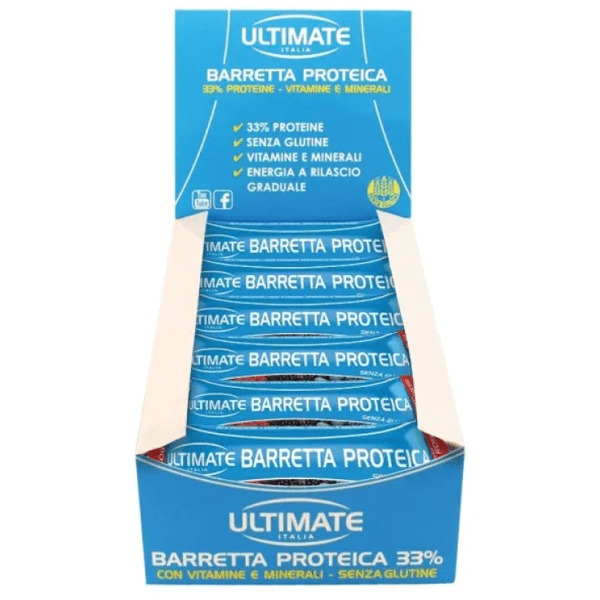  Ultimate Barretta Proteica Frutti Rossi 24 Pezzi 40g 33% Proteine Vitamine Minerali Snack Energetico 