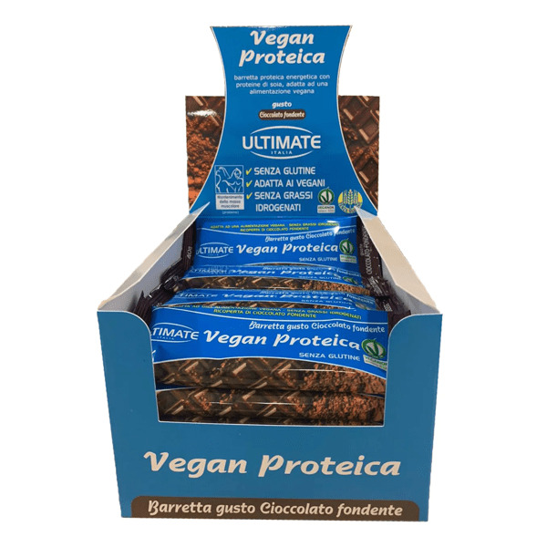  Ultimate Barretta Vegan Proteica Cioccolato Fondente 24 Pezzi 40g 33% Proteine Senza Glutine Pasto Sostitutivo Vegano 
