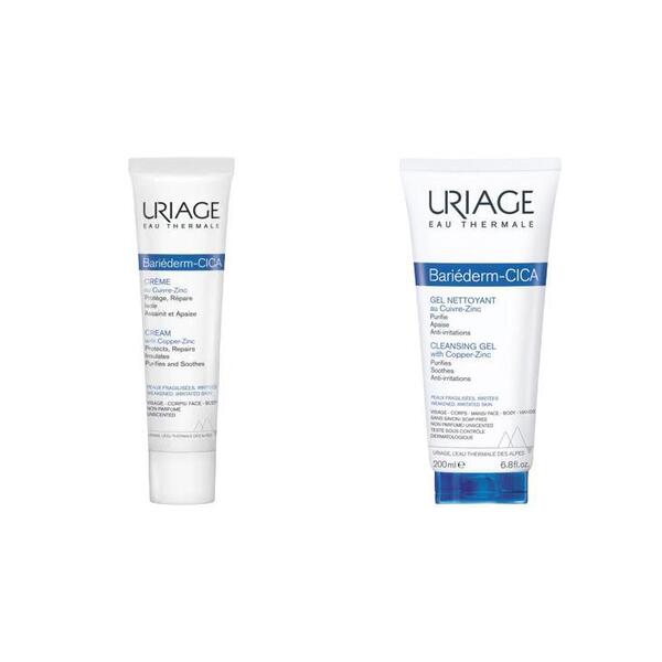  Uriage Bariéderm Cica-gel Detergente Anti-irritazioni 200 Ml + Cica-crema Riparatrice Al Cu-zn 40 Ml 