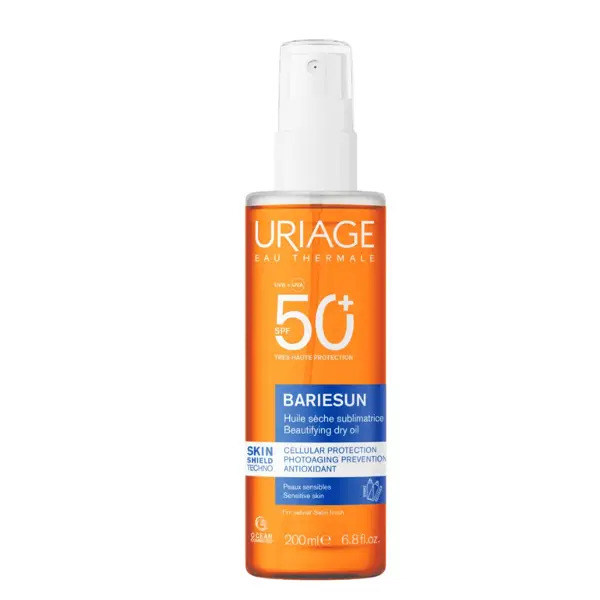  Uriage Bariésun Olio Secco Illuminante Spf50+ 200 Ml Solare Idratante Per Pelle Sensibile Corpo E Capelli 