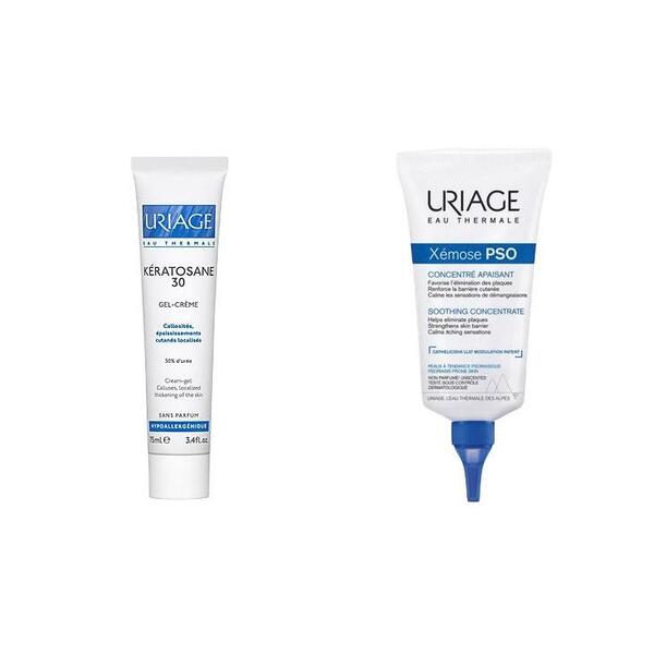  Uriage Xemose Pso Trattamento Concentrato Lenitivo 150 Ml + Uriage Kératosane 30 Gel Crema Cheratolitico 75 Ml 