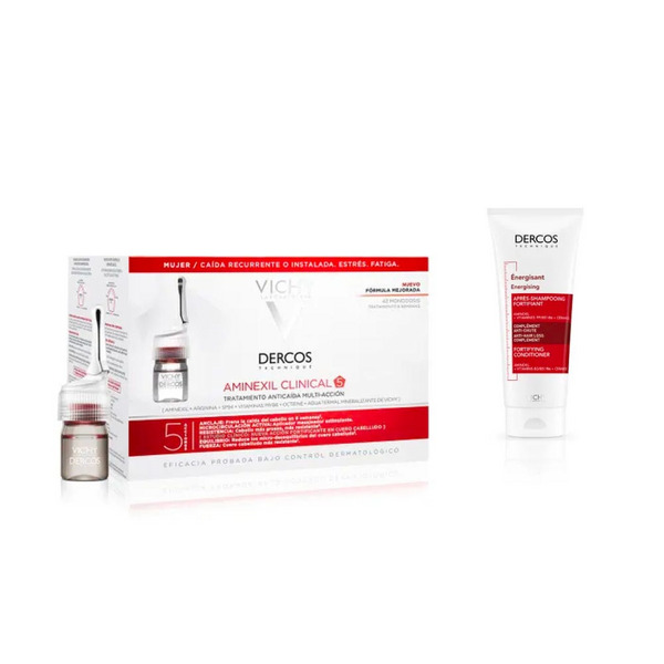  Vichy Dercos Aminexil Trattamento Anticaduta Donna 42 Fiale 42 X 6 Ml + Dercos Balsamo Energizzante Anticaduta 200 Ml 