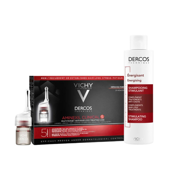  Vichy Dercos Dt Shampoo Energy+ Energizzante Anticaduta 200 Ml + Vichy Dercos Aminexil Trattamento Anticaduta Uomo 21 Fiale 21 X 6 Ml 