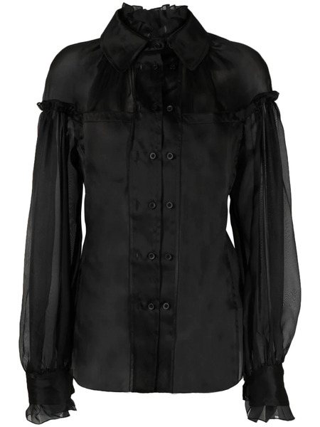  032c Blusa Con Inserti Semi Trasparenti - Nero 